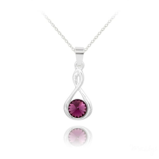 Solid 925 Sterling Silver Simulated Amethyst Flower Pendant with 16 Chain Necklace 1mm Solid 925 Sterling Silver Simulated Amethyst Flower Pendant with 16 Chain Necklace 1mm